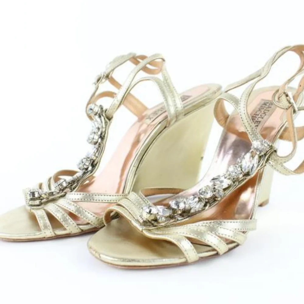 Badgley Mischka Crystal Strappy Wedges